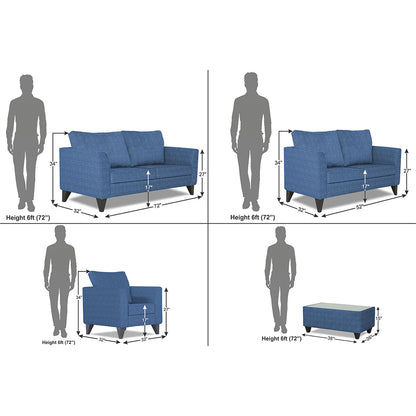 Adorn India Enzo Decent 3+2+1 6 Seater Sofa Set with Centre Table (Blue)