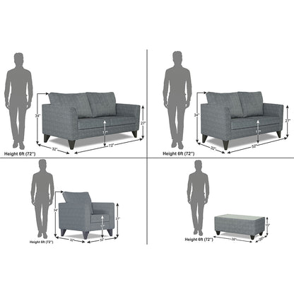 Adorn India Enzo Decent 3+2+1 6 Seater Sofa Set with Centre Table (Grey)