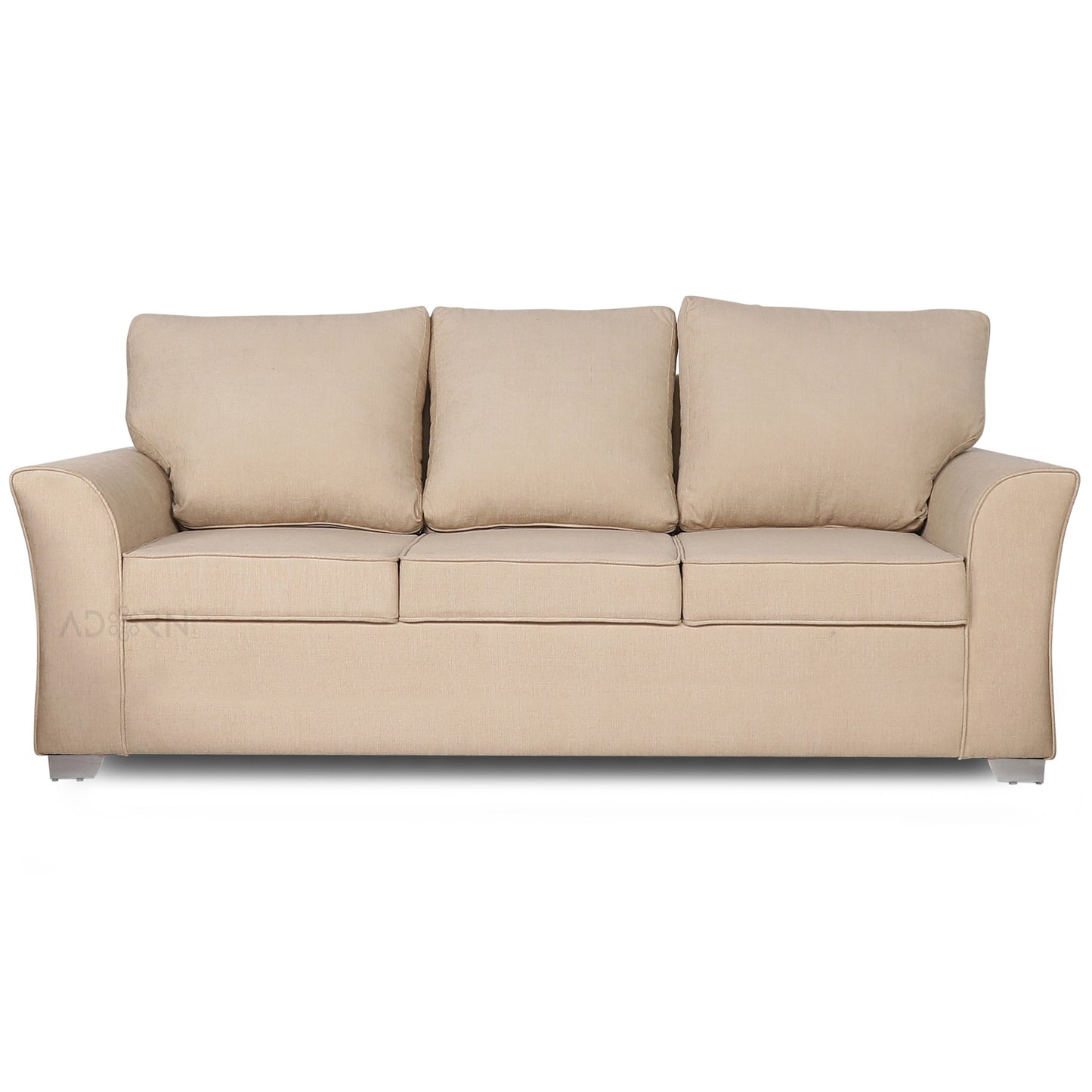 Adorn India Alexia Three Seater Sofa (Beige)