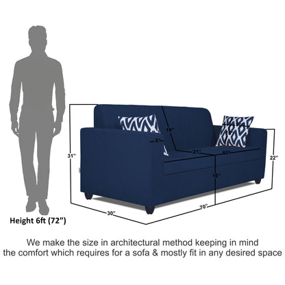 Adorn India Rio Highback 3 Seater Sofa (Blue) (3 Year Warranty)
