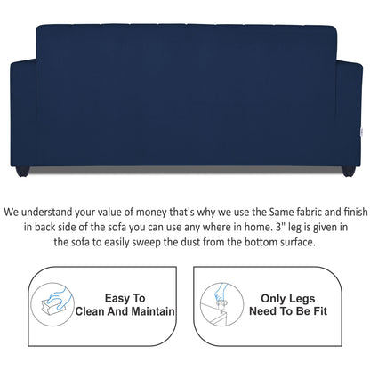 Adorn India Rio Highback 3 Seater Sofa (Blue) (3 Year Warranty)