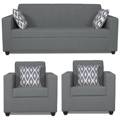 Adorn India Rio HighBack 3+1+1 5 Seater Sofa Set (Grey) (3 Year Warranty)