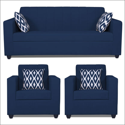 Adorn India Rio HighBack 3+1+1 5 Seater Sofa Set (Blue) (3 Year Warranty)