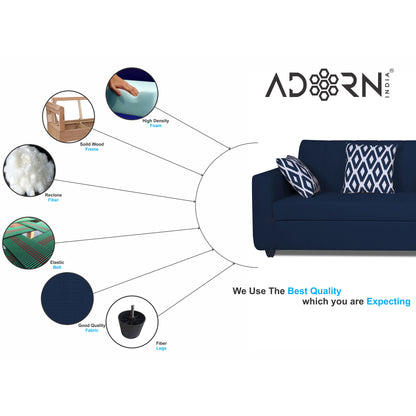 Adorn India Rio HighBack L Shape 6 Seater Sofa Set (Right Hand Side) (Blue) (3 Year Warranty)