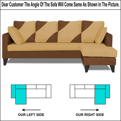 Adorn India Denver L Shape 5 Seater Sofa Set RHS (Brown & Beige) (3 Year Warranty)