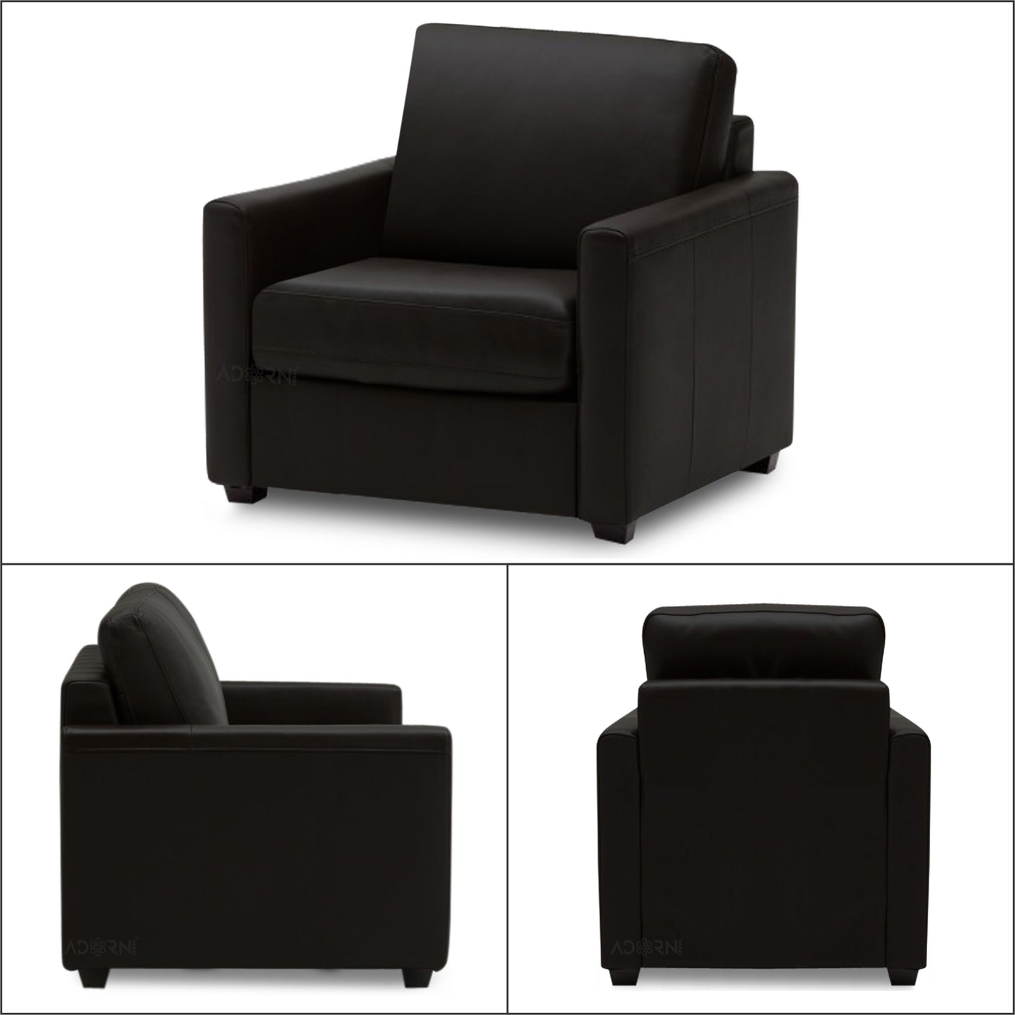 Adorn India Exclusive Flavio Leatherette 3-1-1 Sofa Set (Black)