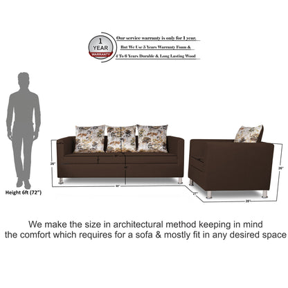 Adorn India Alita 3-1-1 Compact 5 Seater Sofa Set (Brown), Wood, Foam