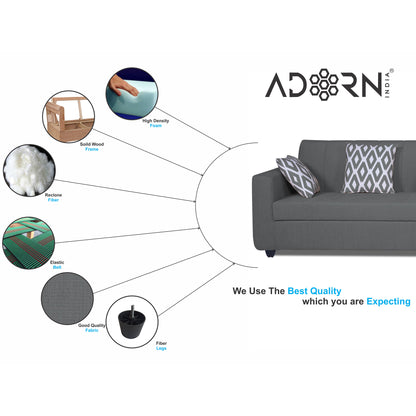 Adorn India Rio Highback L Shape 6 Seater coner Sofa Set (Grey)