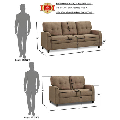 Adorn India Astor 3+2 5 Seater Sofa Set (Camel) (3 Year Warranty)