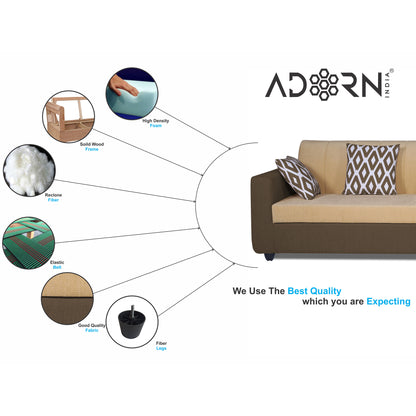 Adorn India Rio High Back L Shape 6 Seater Sofa Set (Right Hand Side) (Brown & Beige)