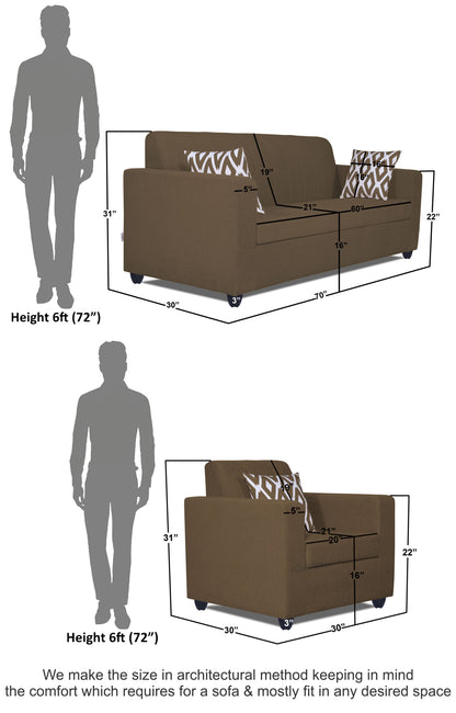 Adorn India Rio HighBack 3+1+1 5 Seater Sofa Set (Brown) (3 Year Warranty)