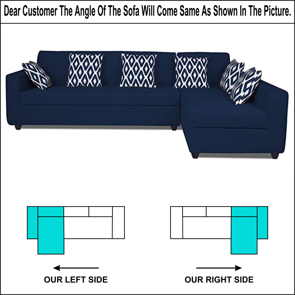 Adorn India Rio HighBack L Shape 6 Seater Sofa Set (Right Hand Side) (Blue) (3 Year Warranty)