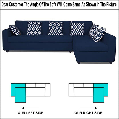 Adorn India Rio HighBack L Shape 6 Seater Sofa Set (Right Hand Side) (Blue) (3 Year Warranty)