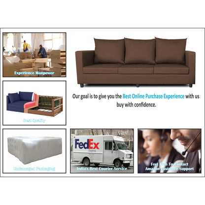 Adorn India New Straight line Three Seater Sofa(Brown)