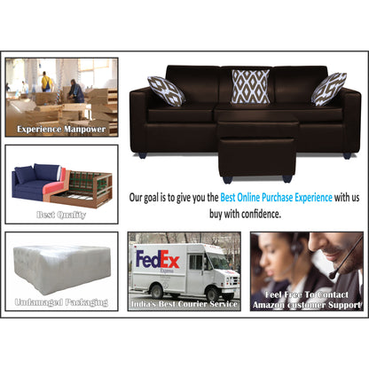 Adorn India Monteno Leatherette Modular 4 Seater Sofa Set (Brown) (3 Year Warranty)