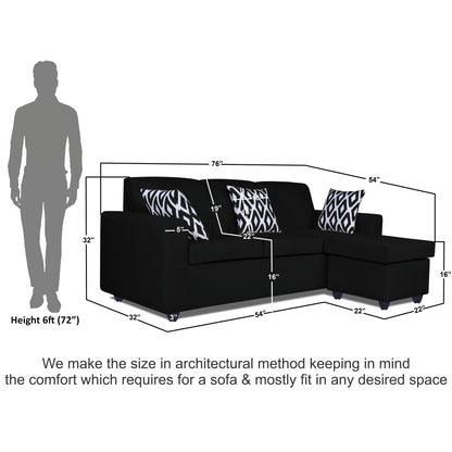Adorn India Monteno Modular Sofa Set (Black)