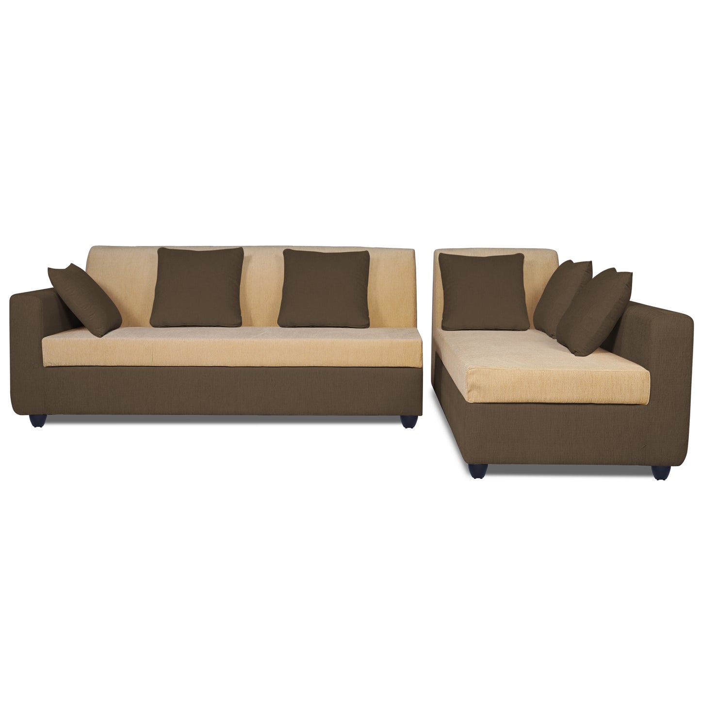 Adorn India Rio Decent L Shape 6 Seater Sofa Set Right Side Handle (Brown & Beige) (3 Year Warranty)