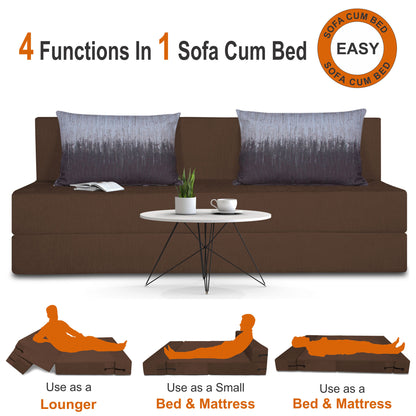 Adorn India Easy Three Seater Sofa Cum Bed Wave '6 x 6' (Brown)