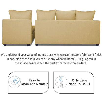 Adorn India Zink Straight line L Shape 6 Seater Sofa Plain Cushion (Beige)