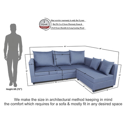 Adorn India New Straight Line Modular 5 Seater Sofa Set (Dark Grey)