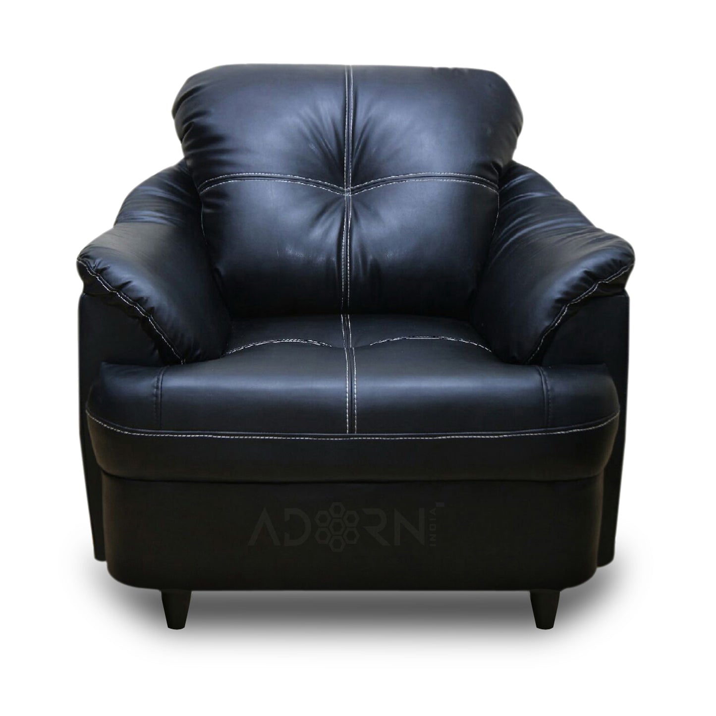 Adorn India Webster Leatherette Five Seater Sofa Set 3-1-1 (Black)