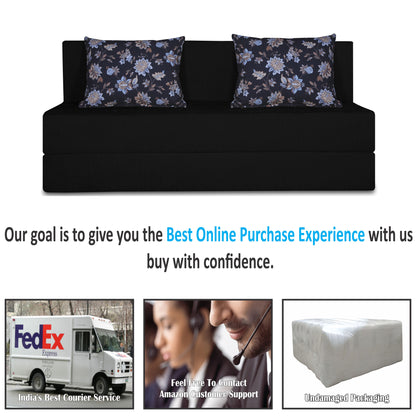 Adorn India Easy 3 Seater Sofa Cum Bed Floral '5 x 6' (Black)(1 Year Warranty)