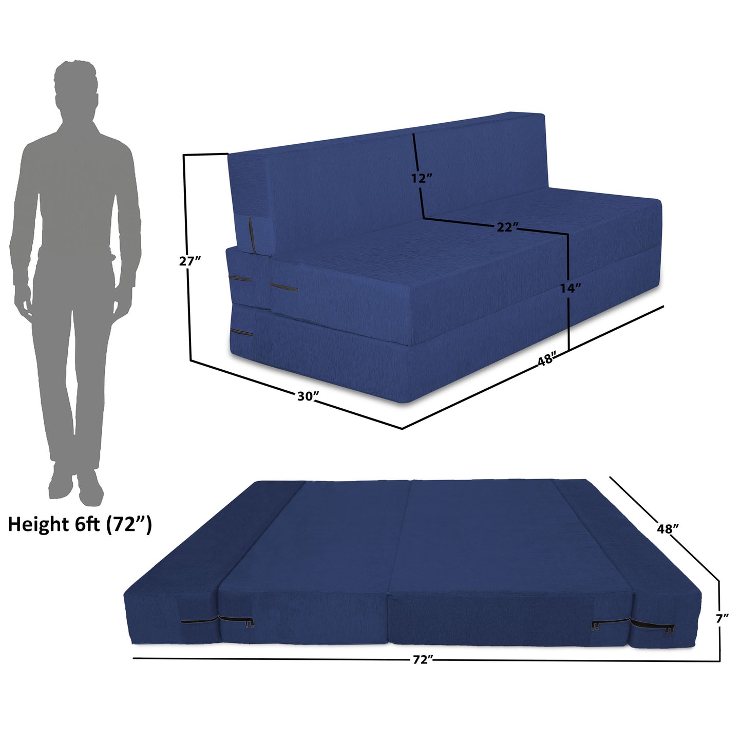 Adorn India Easy Two Seater Sofa Cum Bed Floral '4 x 6' (Blue), Foam