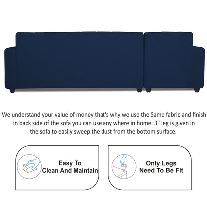 Adorn India Rio Highback L Shape 6 Seater corner Sofa Set (Left Side Handle)(Blue) (3 Year Warranty)