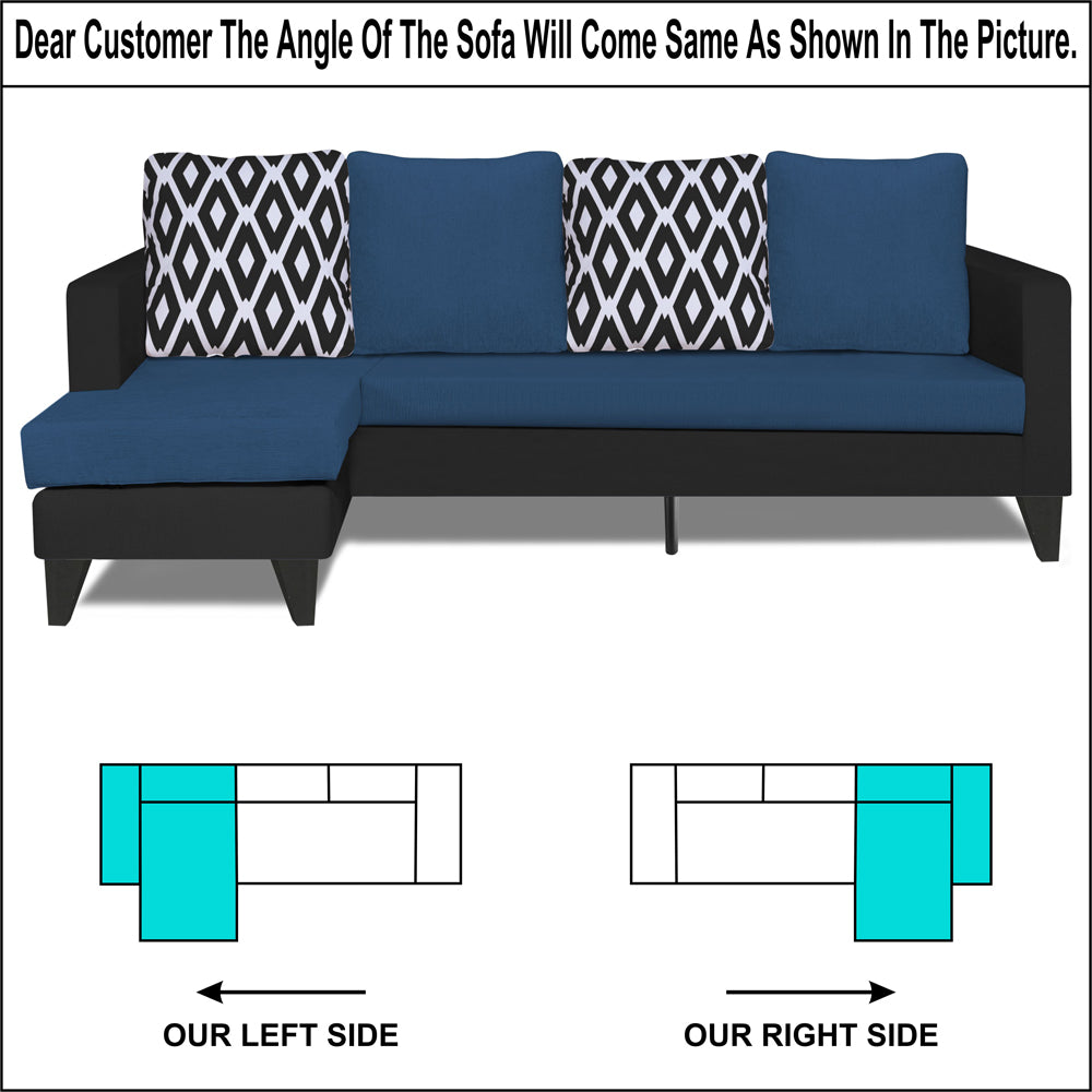 Adorn India Beetle Rhombus L Shape 5 Seater Sofa Set LHS (Blue & Black) (3 Year Warranty)