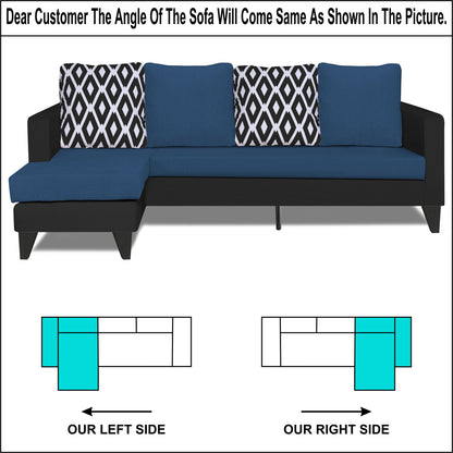 Adorn India Beetle Rhombus L Shape 5 Seater Sofa Set LHS (Blue & Black) (3 Year Warranty)