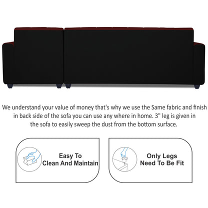 Adorn India Rio High Back L Shape 6 Seater Sofa Set (Right Hand Side) (Maroon & Black)
