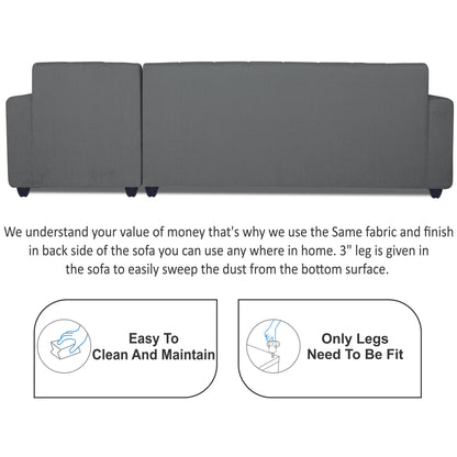 Adorn India Rio Highback L Shape 6 Seater coner Sofa Set (Grey)