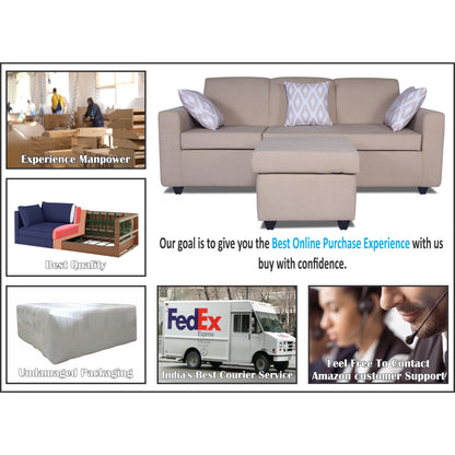 Adorn India Monteno L Shape 4 Seater Sofa Set (Beige) (3 Year Warranty)