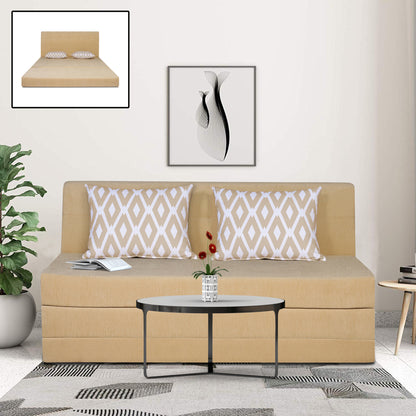 Adorn India Easy Highback Three Seater Sofa Cum Bed Rhombus 5' x 6' (Beige) (1 Year Warranty)