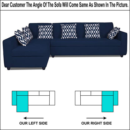 Adorn India Rio Highback L Shape 6 Seater corner Sofa Set (Left Side Handle)(Blue) (3 Year Warranty)