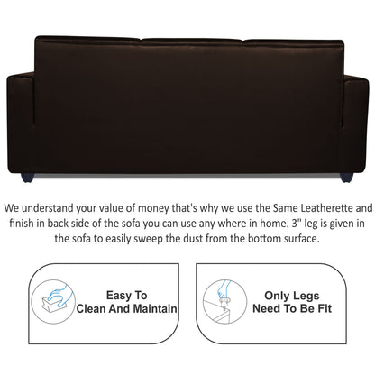 Adorn India Monteno Leatherette Modular 4 Seater Sofa Set (Brown) (3 Year Warranty)