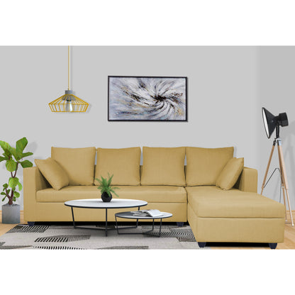 Adorn India Zink Straight line L Shape 6 Seater Sofa Plain Cushion (Beige)