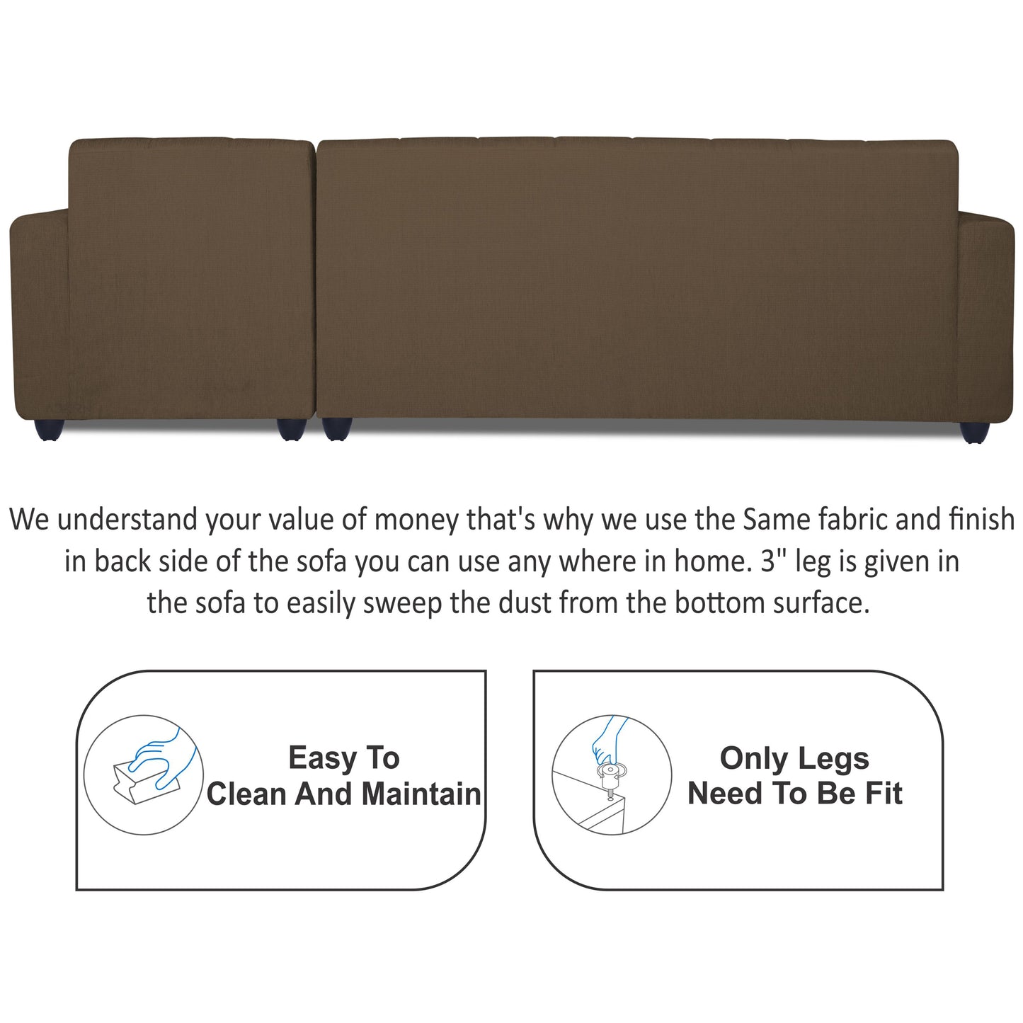 Adorn India Rio HighBack L Shape 6 Seater Sofa Set (Right Hand Side) (Camel) (3 Year Warranty)