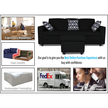 Adorn India Monteno Modular Sofa Set (Black)