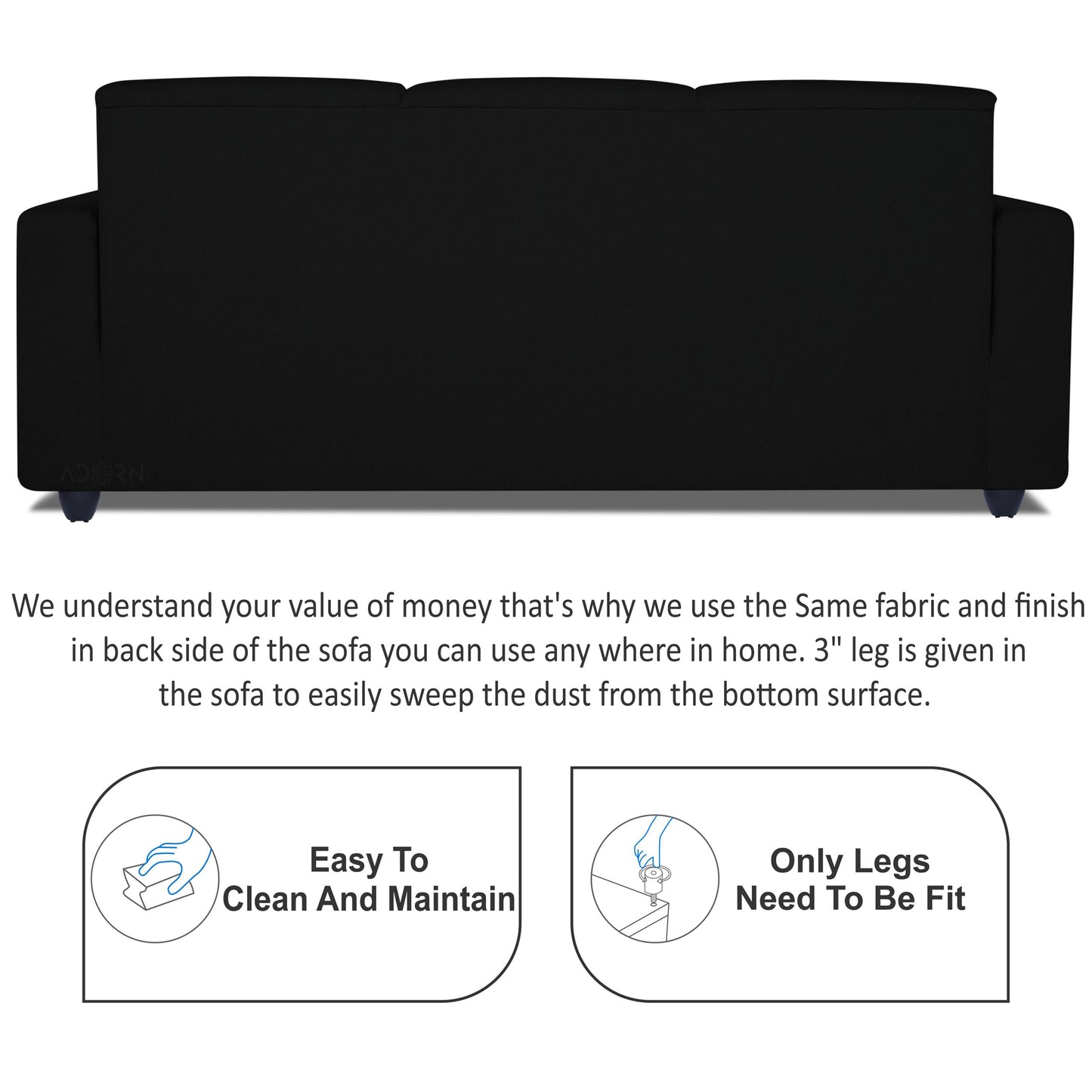 Adorn India Monteno Modular Sofa Set (Black)