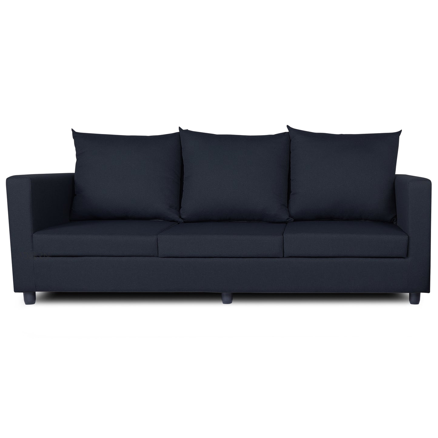 Adorn India Straight Line Three Seater Sofa(Black)