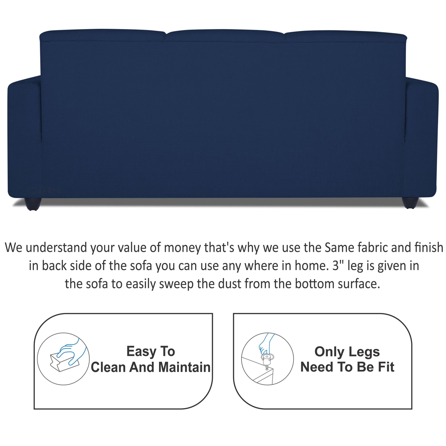 Adorn India Monteno L Shape 4 Seater Sofa Set (Blue) (3 Year Warranty)