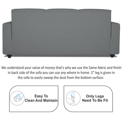 Adorn India Monteno L Shape 4 Seater Sofa Set (Grey) (3 Year Warranty)