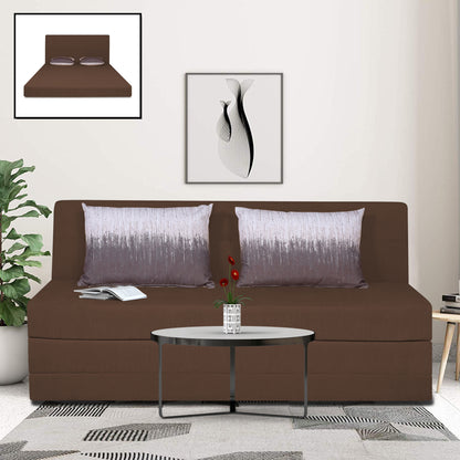 Adorn India Easy Highback Three Seater Sofa Cum Bed Wave 6' x 6' (Brown) (1 Year Warranty)