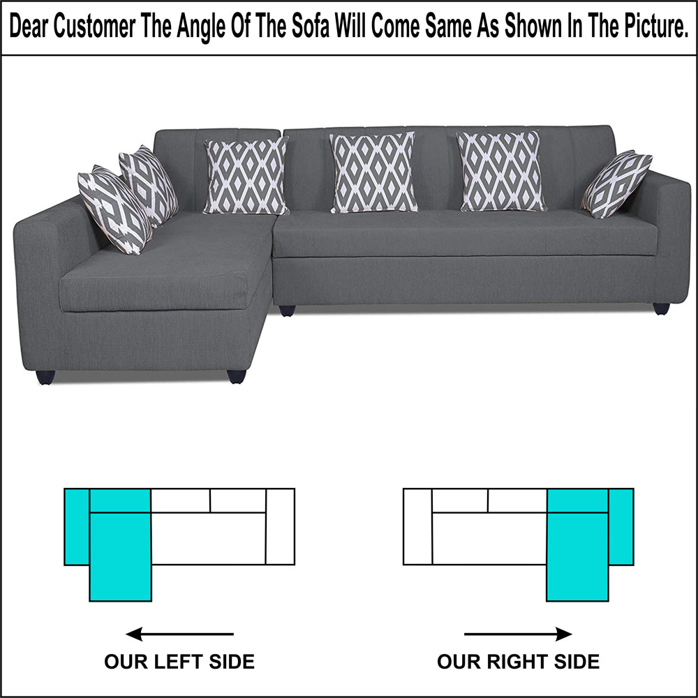 Adorn India Rio Highback L Shape 6 Seater Sofa Set (Left Hand Side) (Grey) (3 Year Warranty)