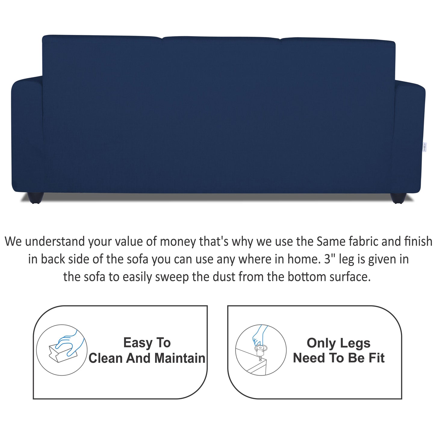Adorn India Monteno 3-1-1 5 Seater Sofa Set (Blue) (3 Year Warranty)