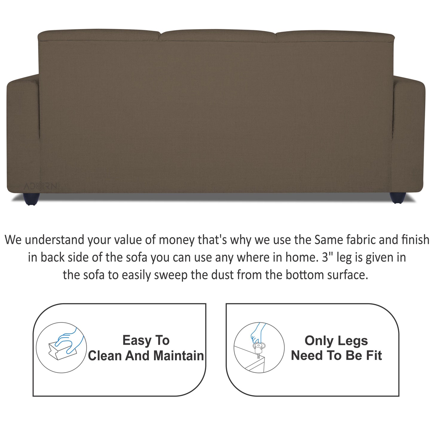 Adorn India Monteno L Shape 4 Seater Sofa Set (Brown) (3 Year Warranty)