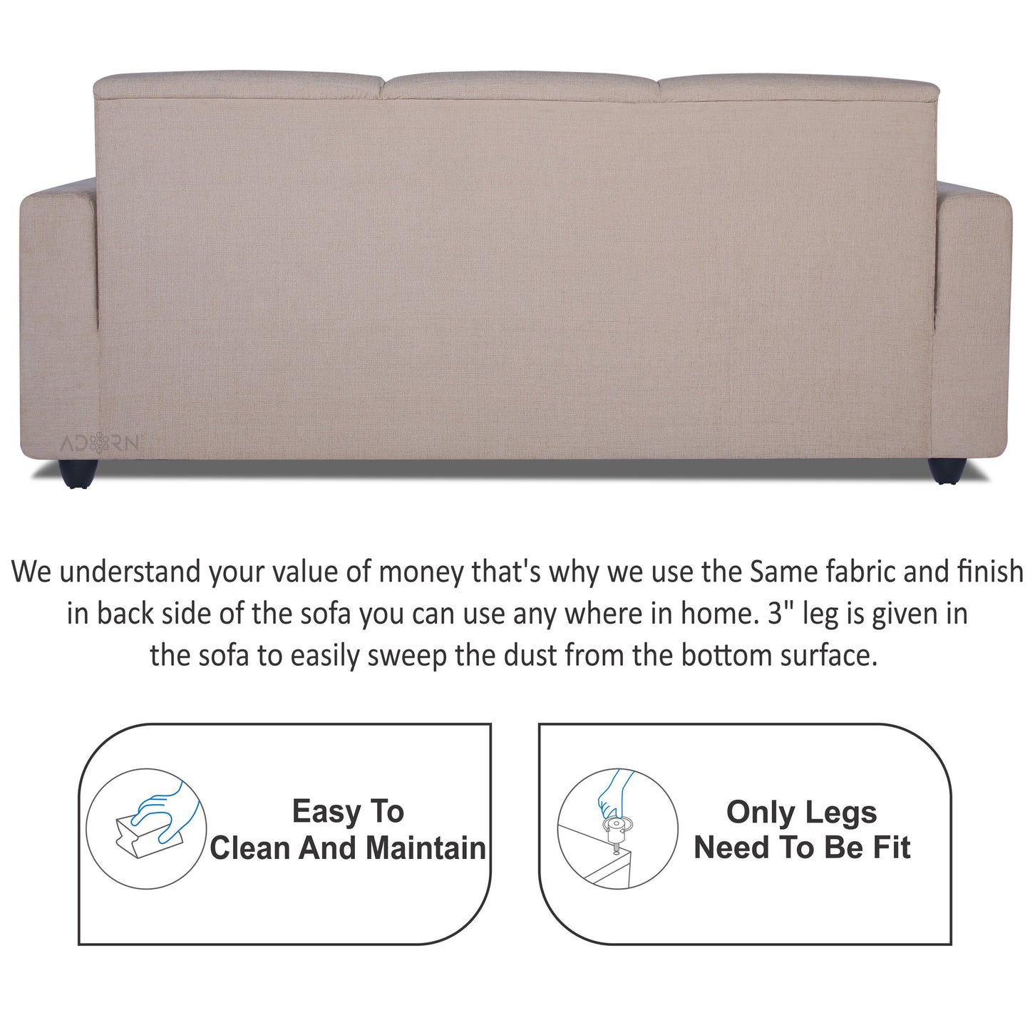 Adorn India Monteno L Shape 4 Seater Sofa Set (Beige) (3 Year Warranty)