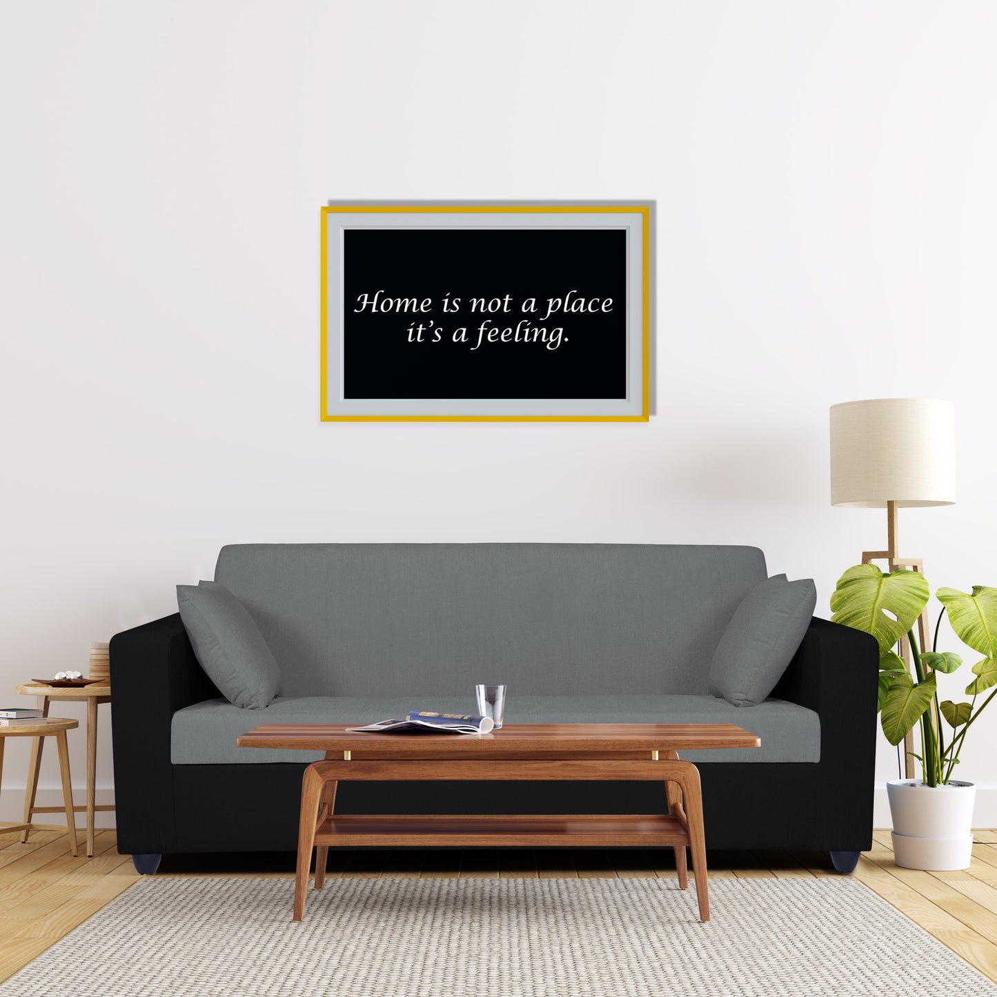 Adorn India Rio Decent 3 Seater Sofa (Grey & Black) (3 Year Warranty)