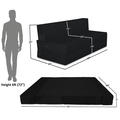 Adorn India Easy 3 Seater Sofa Cum Bed Floral '5 x 6' (Black)(1 Year Warranty)